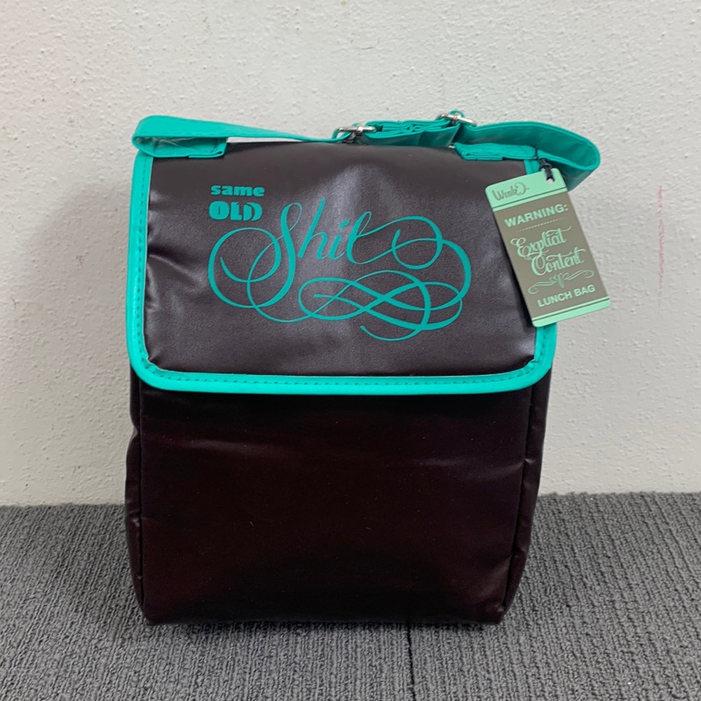 Wink Lunch Bag Dark Brown Green Explicit Content Insulated Wild Eye Designs NWT